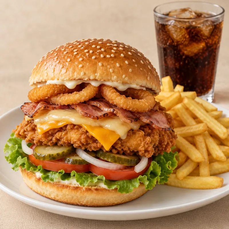 Crispy Chicken Burger Spezial Flamatt Menü