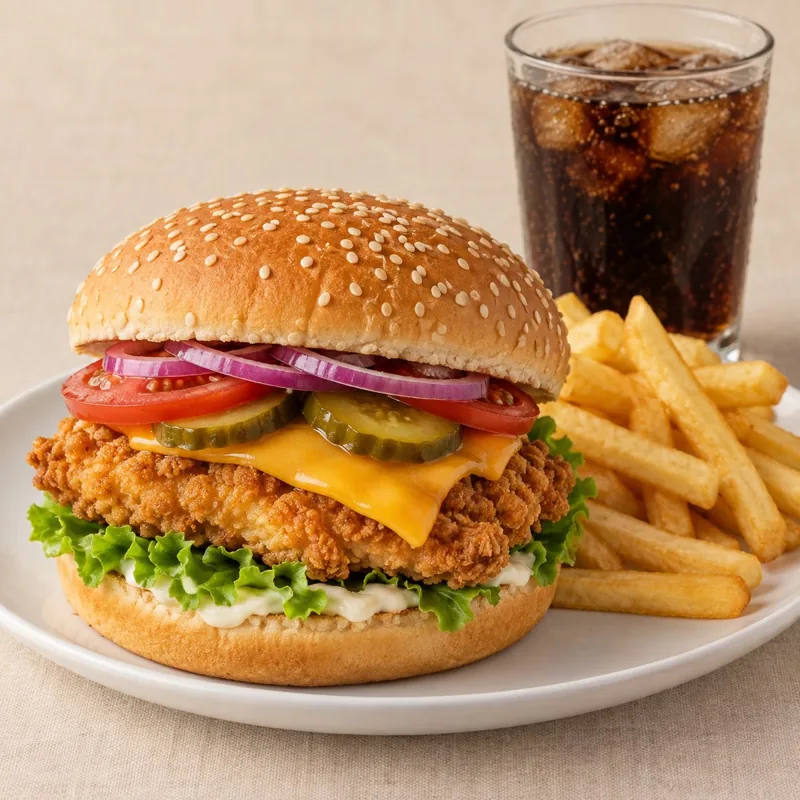 Crispy Chicken Cheese Burger Menü